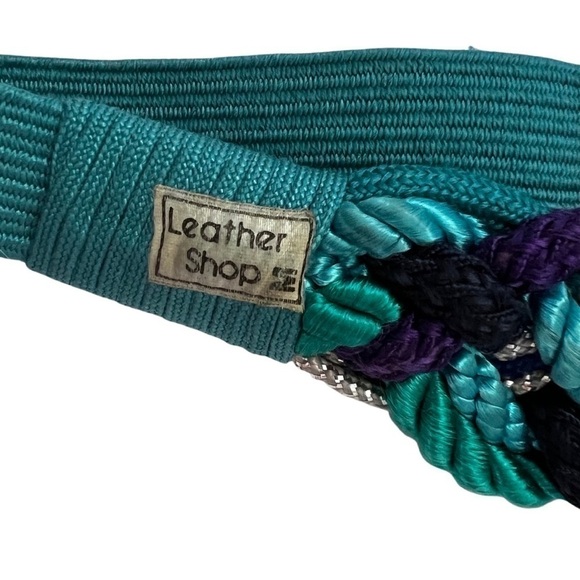 VINTAGE Rope Knot Metallic Turquoise Belt Sz M - Picture 3 of 3